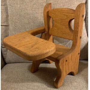 Vintage Solid Wood Doll Miniature Desk Chair (9" x 7" x 11")